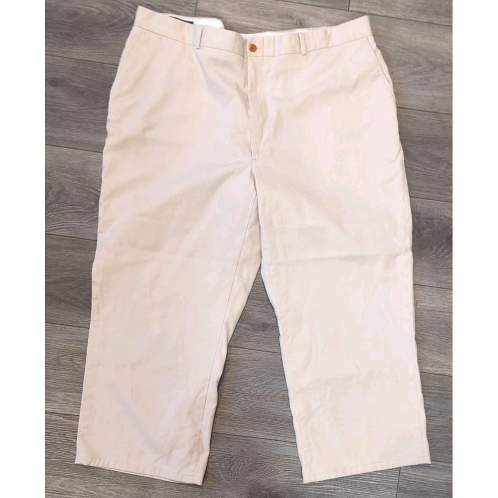 ORVIS Mens Khaki Tan Chinos Straight Leg Pants Size 42x25 Cotton Made In USA